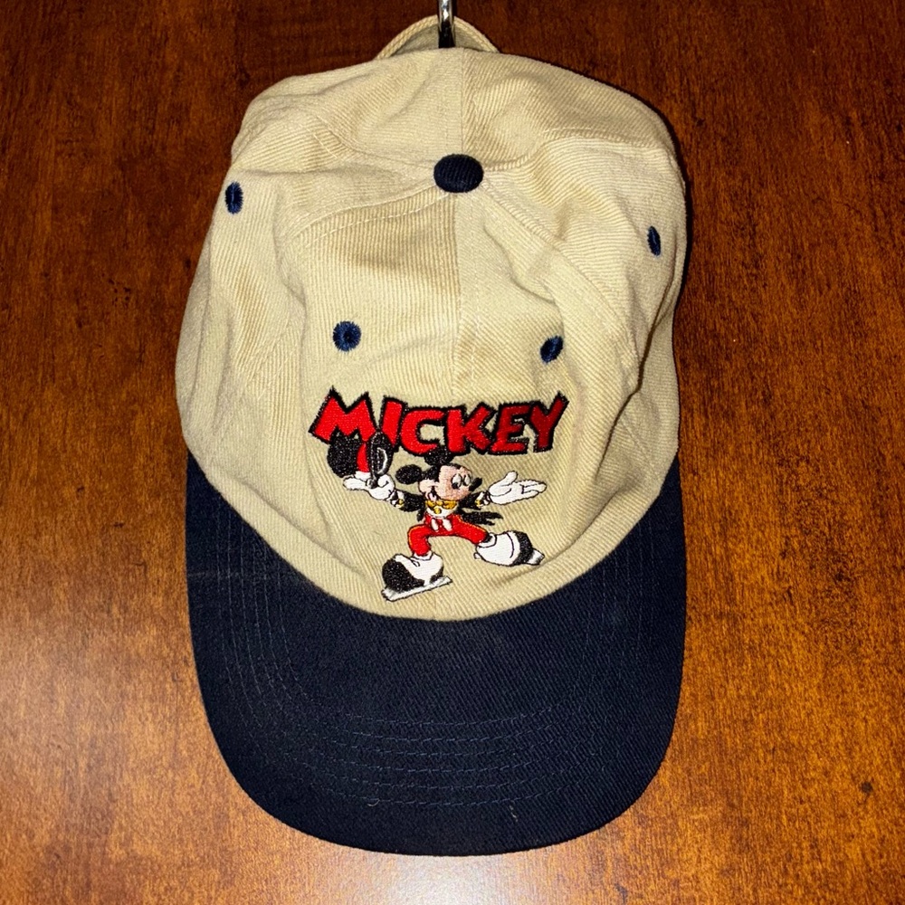 Disney Mickey Mouse On Ice Tan and Black Hat Vintage